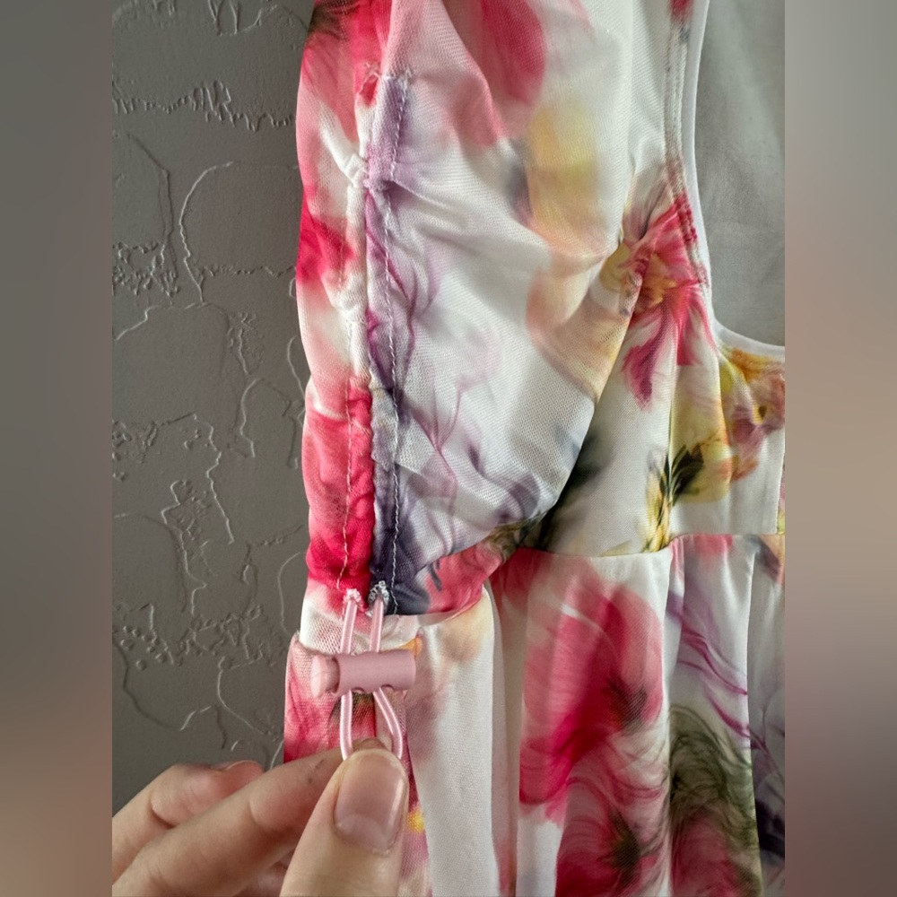 Anthropologie Daily Practice M/P Floral Ruched Open Back Romper Dress - Picture 4 of 12